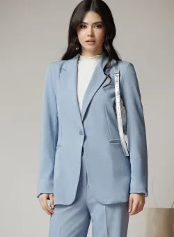 Sacou office din viscoza bleu