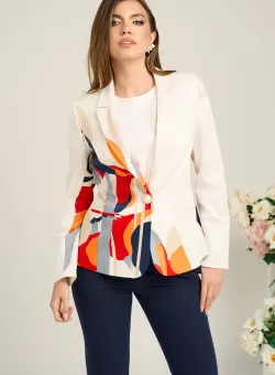 Sacou Viada din bumbac ivory cu imprimeuri corai