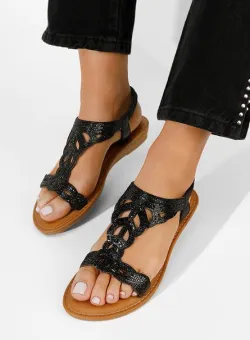 Sandale cu talpa joasa Tirenia negre