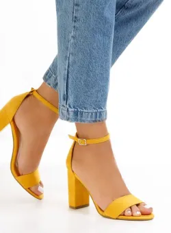 Sandale cu toc gros Dellia galbene