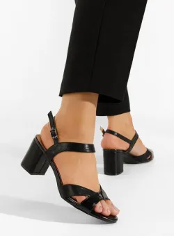 Sandale cu toc gros Marjana negre