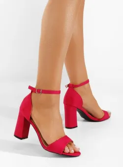Sandale cu toc gros rosii Liunda