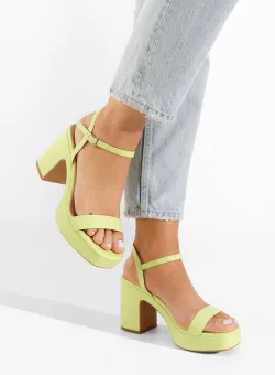 Sandale cu toc gros si platou Salsama lime
