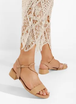 Sandale cu toc mic Morela bej