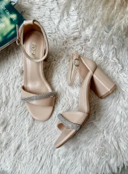 Sandale dama cu toc gros bej GH110