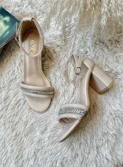 Sandale dama cu toc gros bej GH115