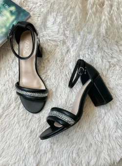 Sandale dama cu toc gros negre GH115