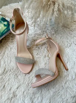 Sandale dama cu toc subtire bej 108 T4-3