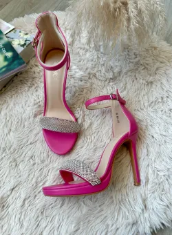 Sandale dama cu toc subtire roz 108 T4-3