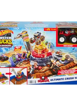 Set de joaca cu masina de teren Monster Trucks, Hot Wheels, Ultimate Crush Yard, HNB96