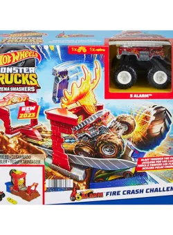 Set de joaca cu masina Monster Trucks, Hot Wheels, Fire Crash Challenge, HNB90