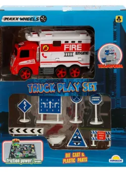 Set de joaca cu masinuta, Maxx Wheels, Fire Engine, Rosu