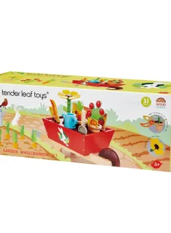 Set de joaca din lemn, Roaba cu unelte de gradinarit Tender Leaf Toys, 31 piese