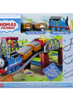 Set de joaca, Locomotiva motorizata cu 3 vagoane pe sine, Thomas and Friends, HGX64