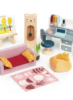 Set mobilier din lemn, birou, pentru Casuta de papusi, Tender Leaf Toys