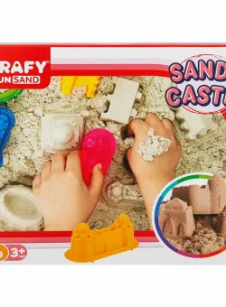 Set nisip kinetic, Crafy Fun Sand, Sany Castle, 10 piese, 1 kg nisip