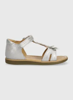 Shoo Pom sandale din piele intoarsa pentru copii culoarea argintiu