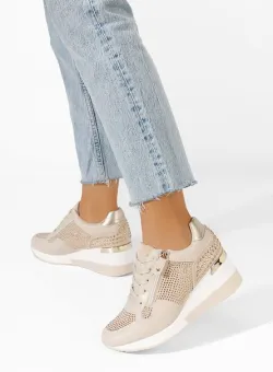 Sneakers cu platforma Karena bej