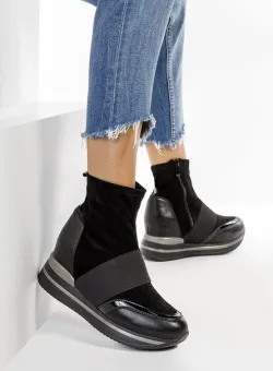 Sneakers dama cu platforma ascunsa Dermira negri