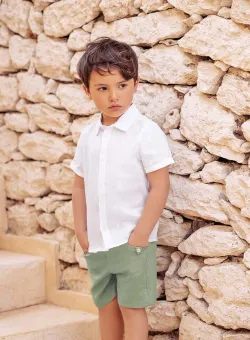 Tartine et Chocolat cămașă de in pentru bebeluși culoarea alb