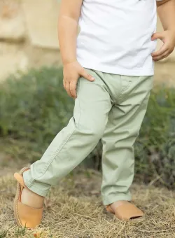 Tartine et Chocolat pantaloni bebe culoarea verde, neted