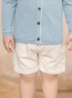 Tartine et Chocolat pantaloni scurți din amestec de in pentru copii culoarea bej