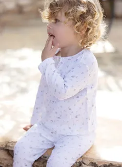 Tartine et Chocolat pijamale de bumbac pentru copii culoarea alb, modelator