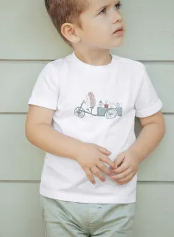 Tartine et Chocolat tricou din bumbac pentru bebelusi culoarea verde, cu imprimeu