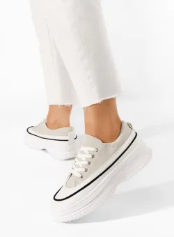 Tenisi cu talpa inalta Rumisa bej