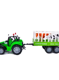 Tractor si remorca cu animale, Farmer Toys, Cool Machines, verde