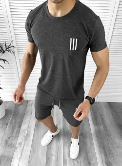 Trening barbati gri inchis pantaloni + tricou 10588 28-4