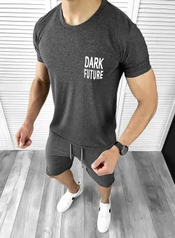 Trening barbati gri inchis pantaloni + tricou 11699 111-2.3