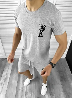 Trening barbati gri pantaloni + tricou 11698 O5-5.1