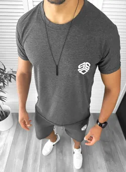 Trening barbati gri pantaloni + tricou 11701 41-4