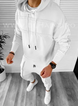 Trening barbati pantaloni + hanorac alb K031 87-4.3