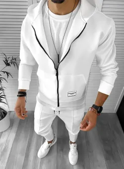 Trening barbati slim fit alb cu defect DEF645 N3-6.1