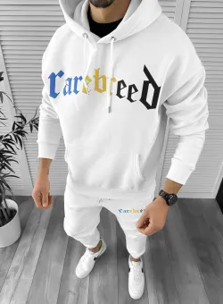 Trening barbati slim fit alb Pantaloni + Hanorac k173 X10