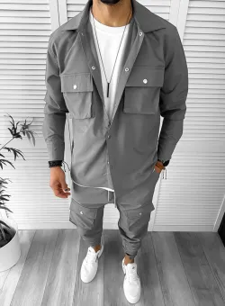 Trening barbati slim fit gri inchis 6049 I16-1.1