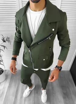 Trening barbati slim fit kaki 1018 88-5