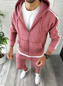 Trening barbati slim fit OVERSIZE vatuit Pantaloni + Hanorac roz somon 12399 55-3
