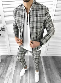 Trening barbati slim fit Pantaloni + Hanorac 10277 N8-3.1