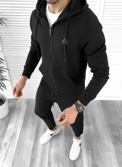 Trening barbati slim fit Pantaloni + Hanorac negru 14041 D4-4.3
