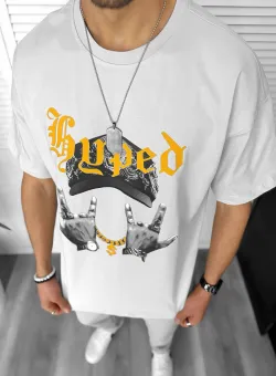 Tricou barbati gri cu imprimeu oversize Y171 22A-2.2