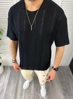 Tricou barbati negru oversize Y223 40-2.3