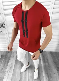 Tricou barbati rosu slim fit Vagabond B1955 N7-4.3