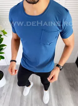 Tricou barbati slim fit albastru B5672 N1-5.3