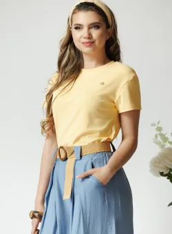 Tricou casual galben cu smiley face