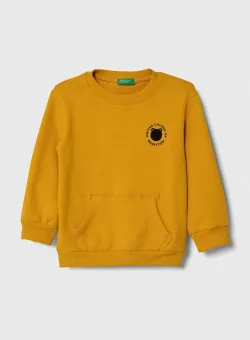 United Colors of Benetton bluza copii culoarea galben, cu imprimeu