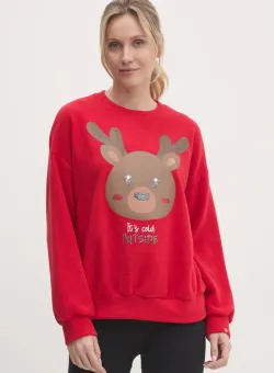 United Colors of Benetton bluza pijama femei, culoarea rosu, 3DFQ3M06R