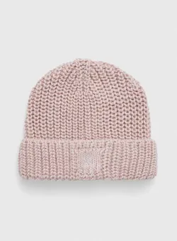 United Colors of Benetton caciula din lana pentru copii culoarea roz, din tricot gros